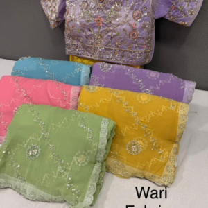 Wari Fabrics Beads Work Saree with Readymade Blouse