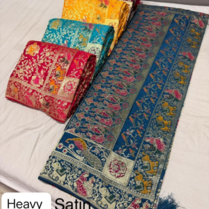 Heavy Satin Sirovski Work Saree